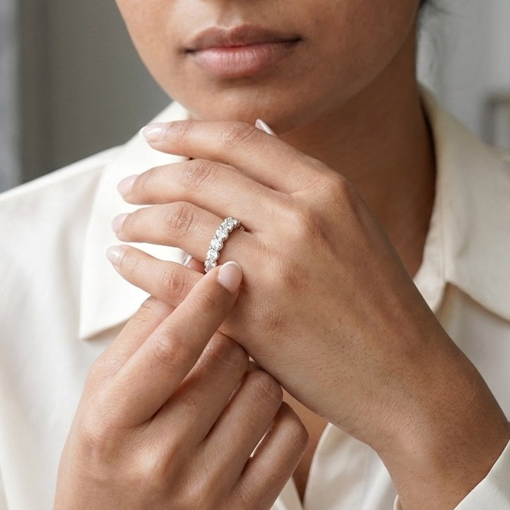 Round Diamond U Prong Full Eternity Ring for Women's - 2.00Carat - 3.00Carat - D/VVS