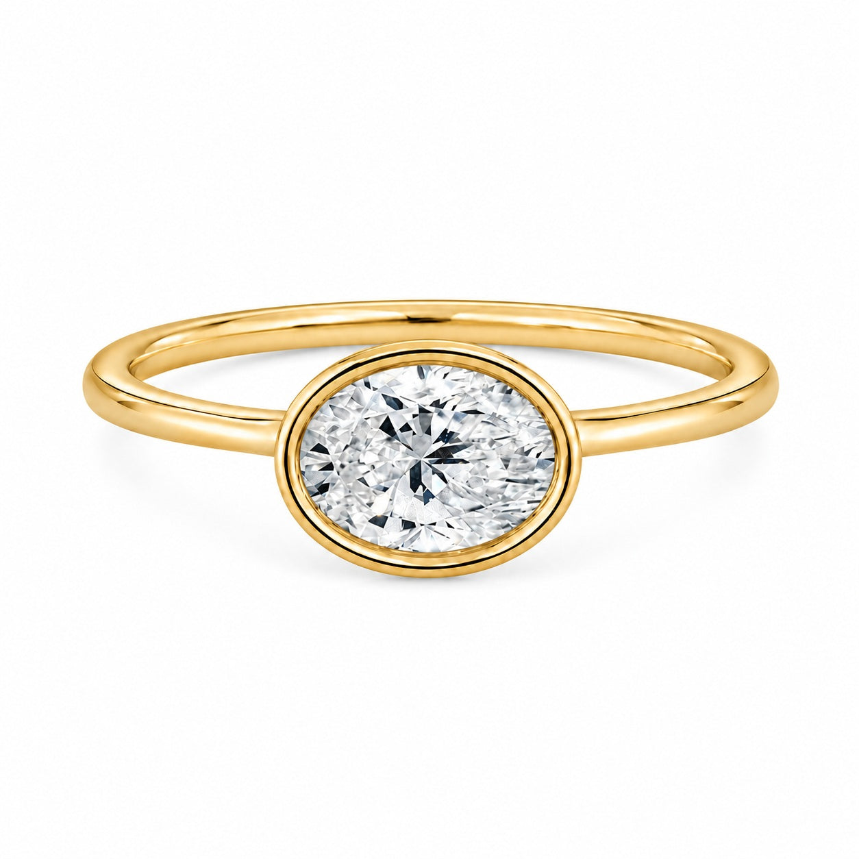 IGI Certified Oval Lab Grown Diamond Bezel Set Solitaire Ring