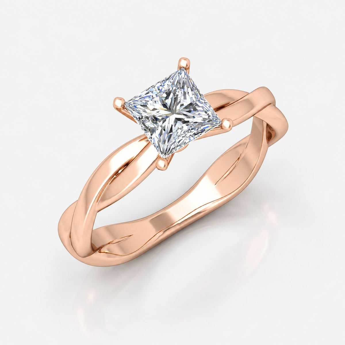 Twisted IGI Certified 2.00Ct Solitaire Engagement Women's Ring Princess Diamond in Gold & Platinum