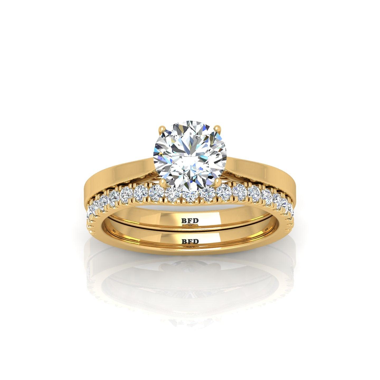 Certified Round Diamond Solitaire Engagement Ring With Curved Matching Band 1.50Carat E/VS