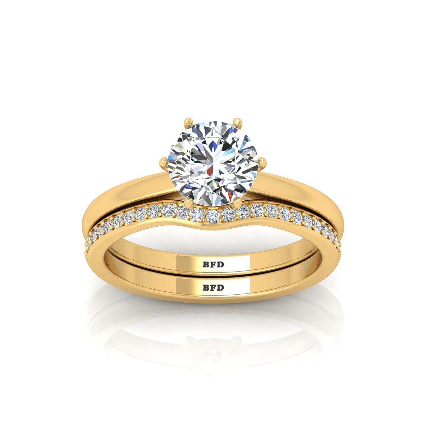 Certified Round Diamond Engagement Ring With Curved Matching Band 1.50Carat E/VS