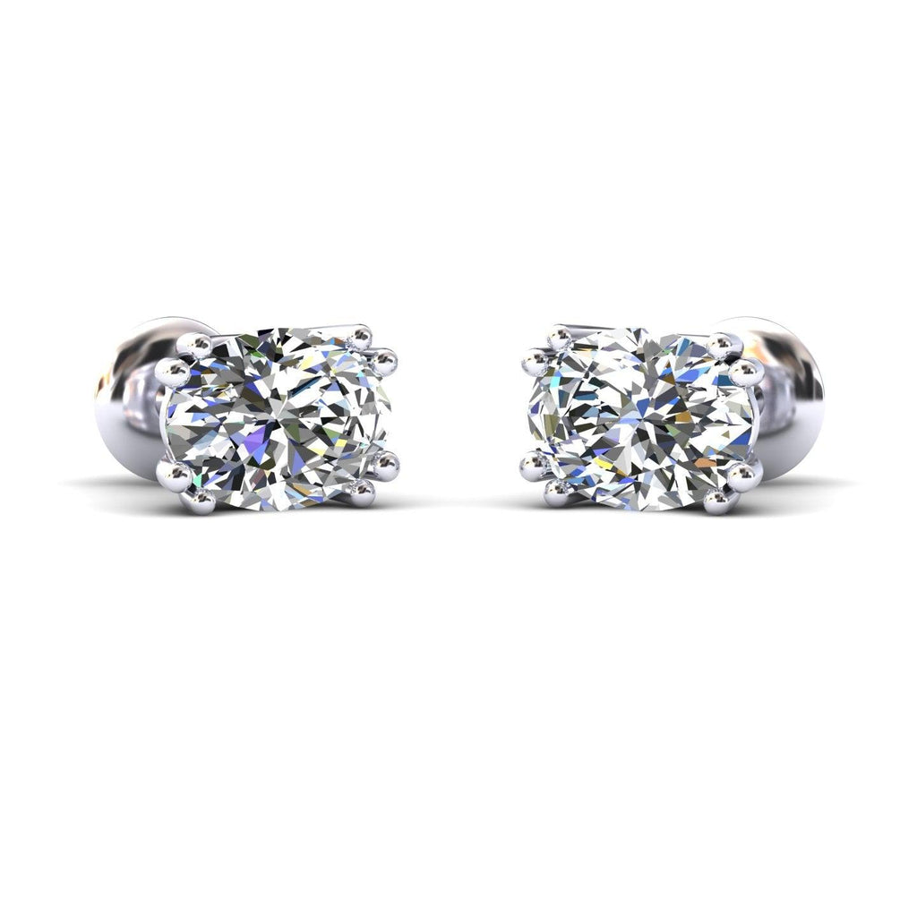 Certified F/VS 3.00Ct Oval Diamond Stud Earrings in 18k Gold / Platinum