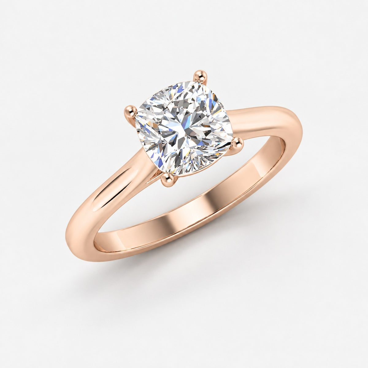 IGI Certified Classic Claw Setting Cushion Diamond Solitaire Engagement Ring in Gold & Platinum