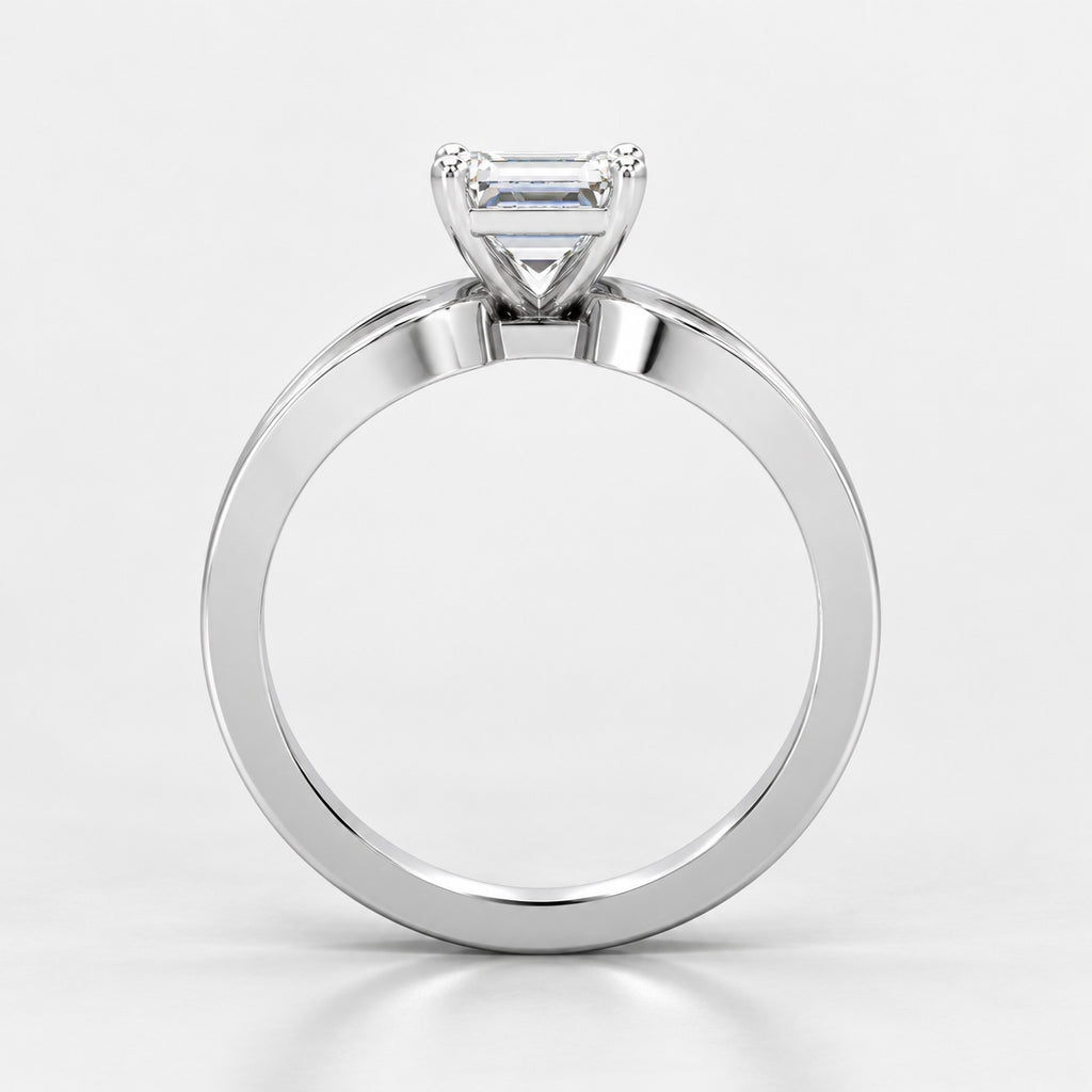 Infinity Twist IGI Certified Classic Solitaire Emerald Diamond Engagement Ring in Gold & Platinum