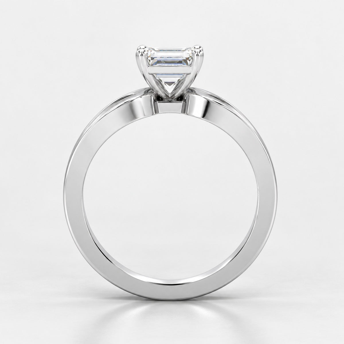 Infinity Twist IGI Certified Classic Solitaire Emerald Diamond Engagement Ring in Gold & Platinum