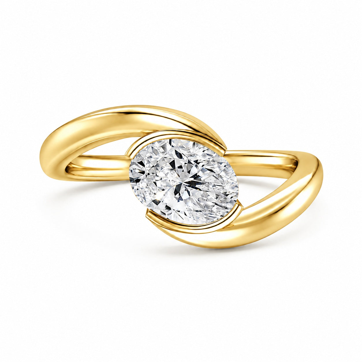 IGI Certified Oval Lab Grown Diamond Solitaire Bypass Engagement Ring