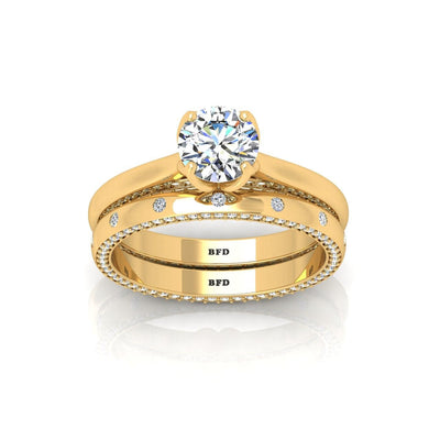 Certified Classic Round Diamond Bridal Set Engagement Ring With Matching Band 2.00Carat E/VS