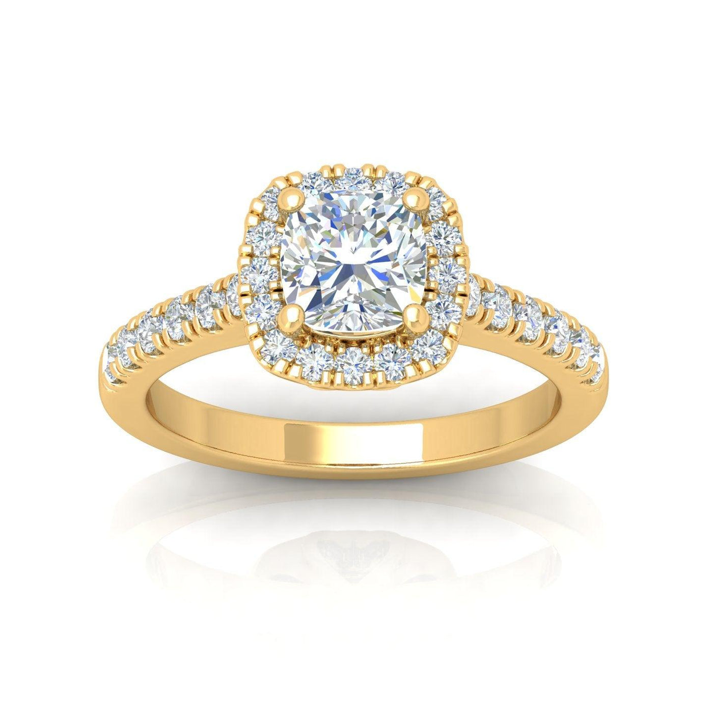 Cushion Diamond Halo Engagement Ring in Gold / Platinum 1.50Ct