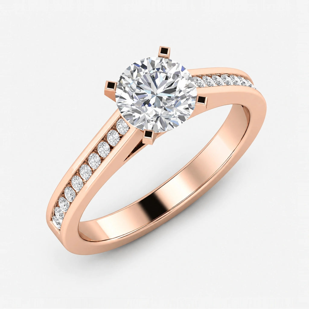 IGI Certified Lab Grown Channel Set Round Diamond Engagement Ring in Gold & Platinum – 1–5Ct