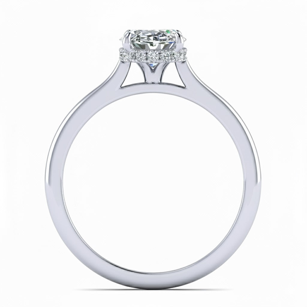 2.00 Carat D/VS Lab Grown Oval Diamond Hidden Halo Engagement Ring In Platinum