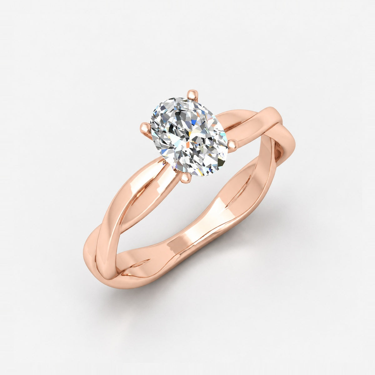 IGI Certified Oval Diamond 2.00Ct Floral Asymmetrical Twist Engagement Ring in Gold & Platinum