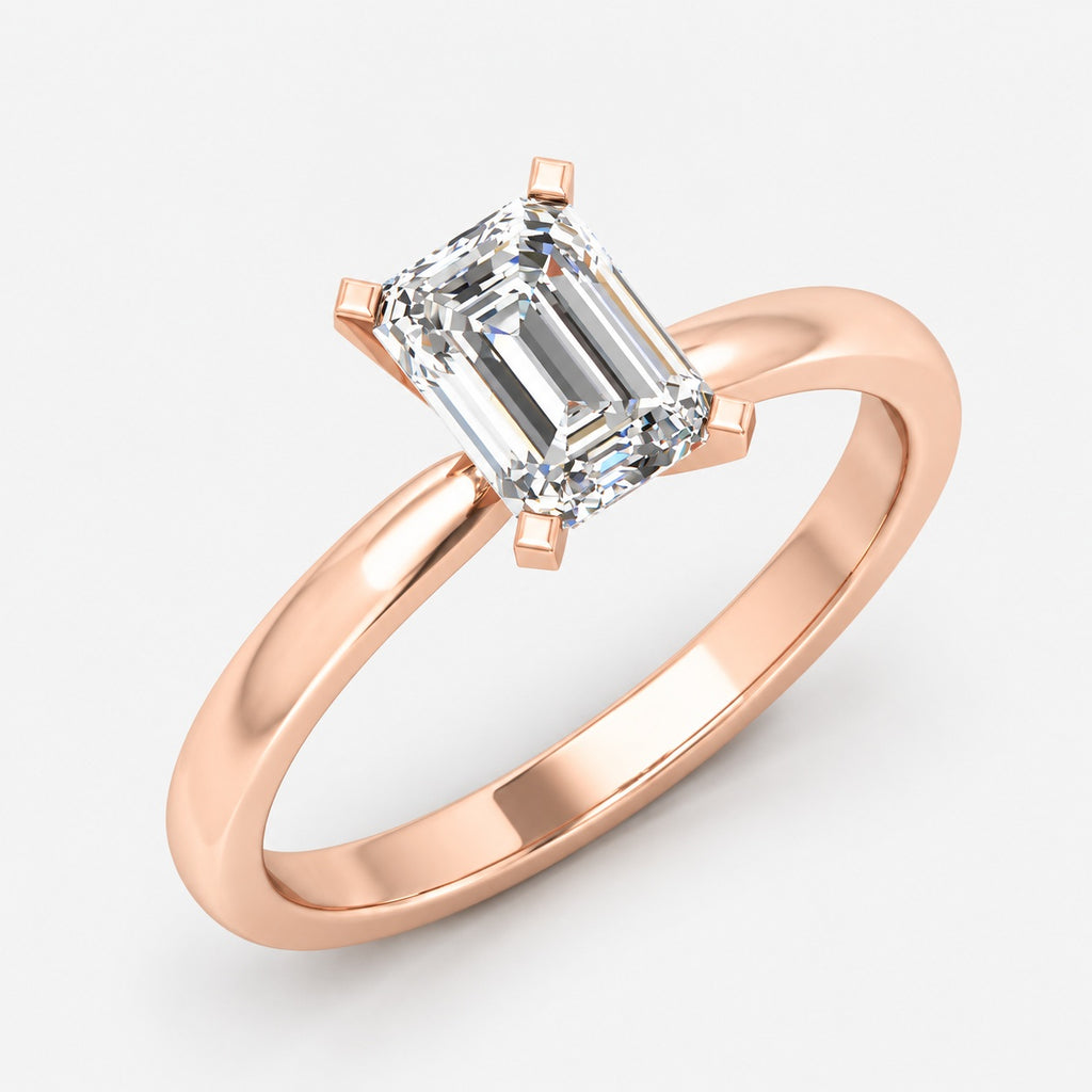 Classic Solitaire IGI Certified Emerald Diamond Engagement Ring in Gold & Platinum
