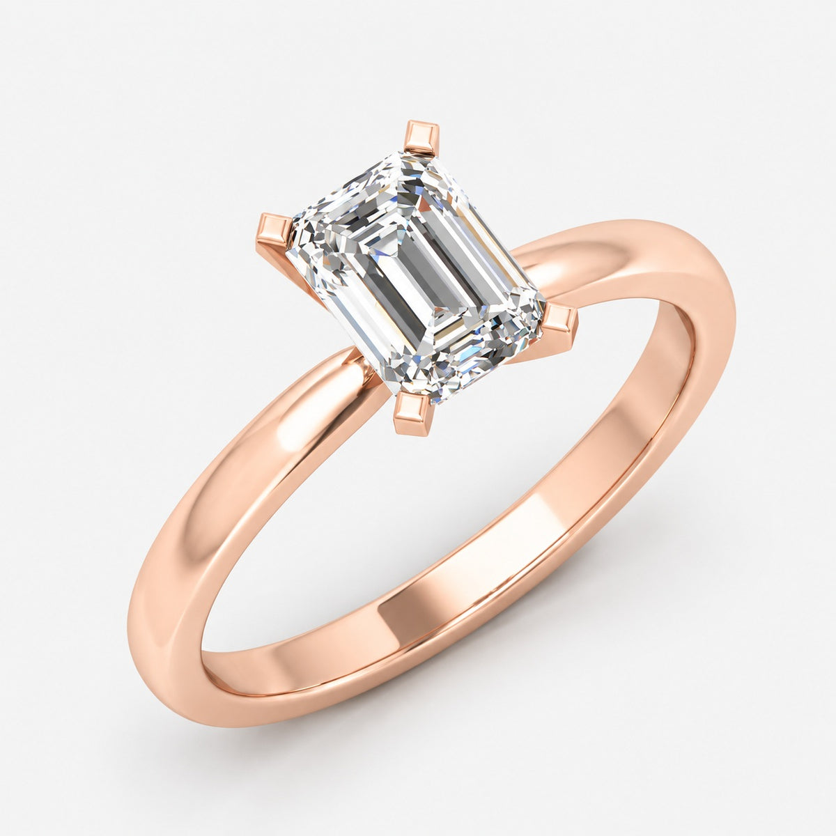 Classic Solitaire IGI Certified Emerald Diamond Engagement Ring in Gold & Platinum
