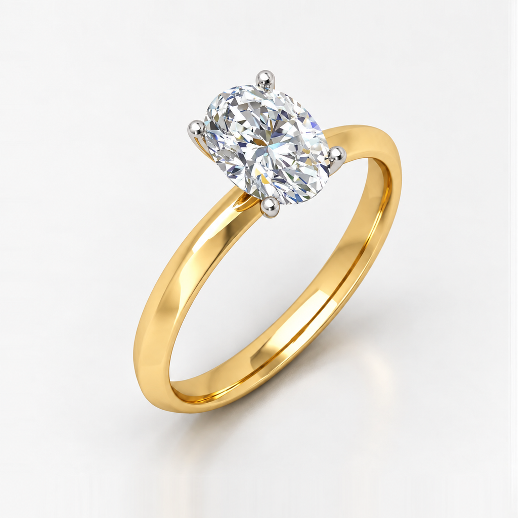 IGI Certified Oval Diamond Cable Solitaire Engagement Ring in Gold & Platinum