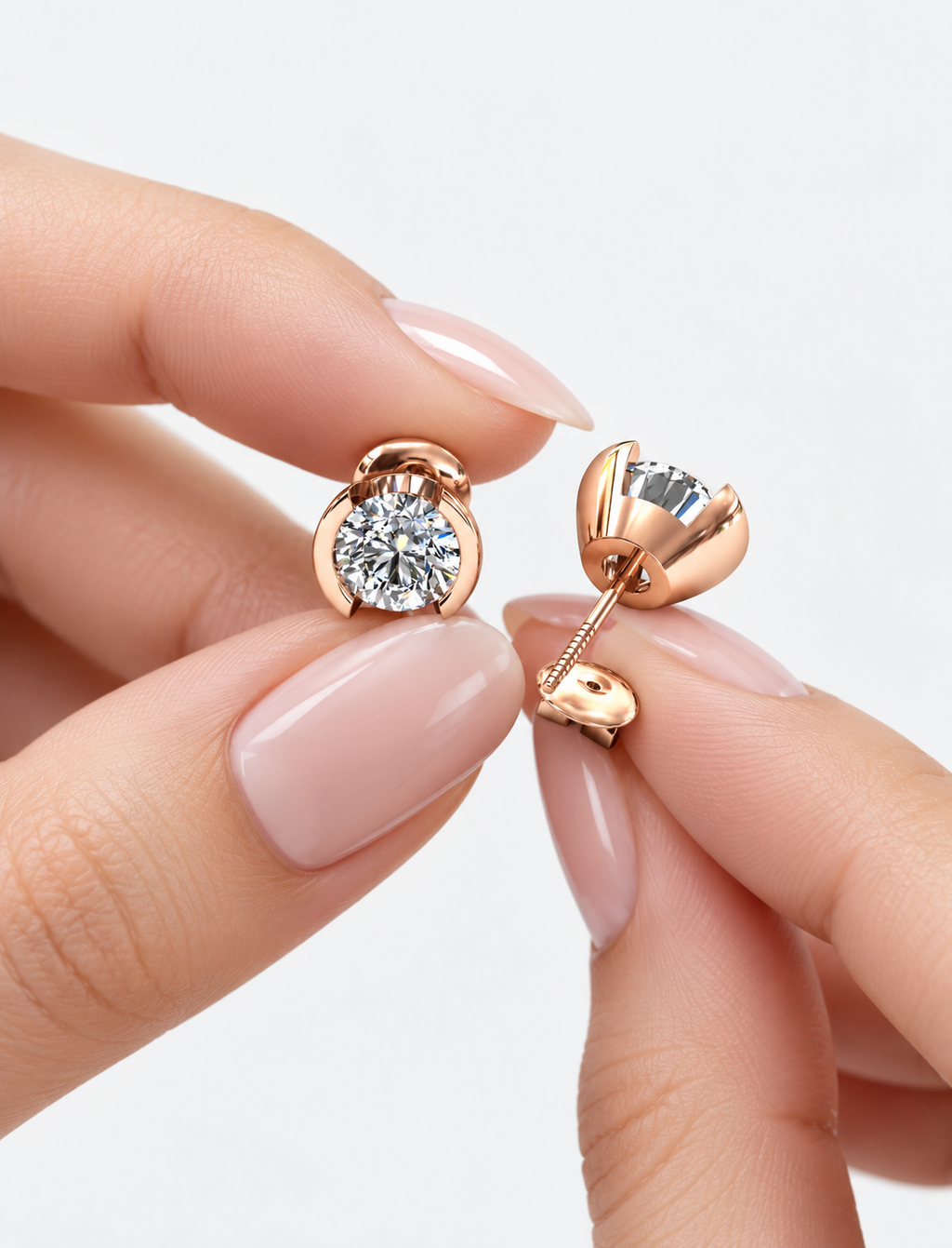 Certified D/VS 2.00Ct Round Diamond Stud Earrings in 18k Gold / Platinum