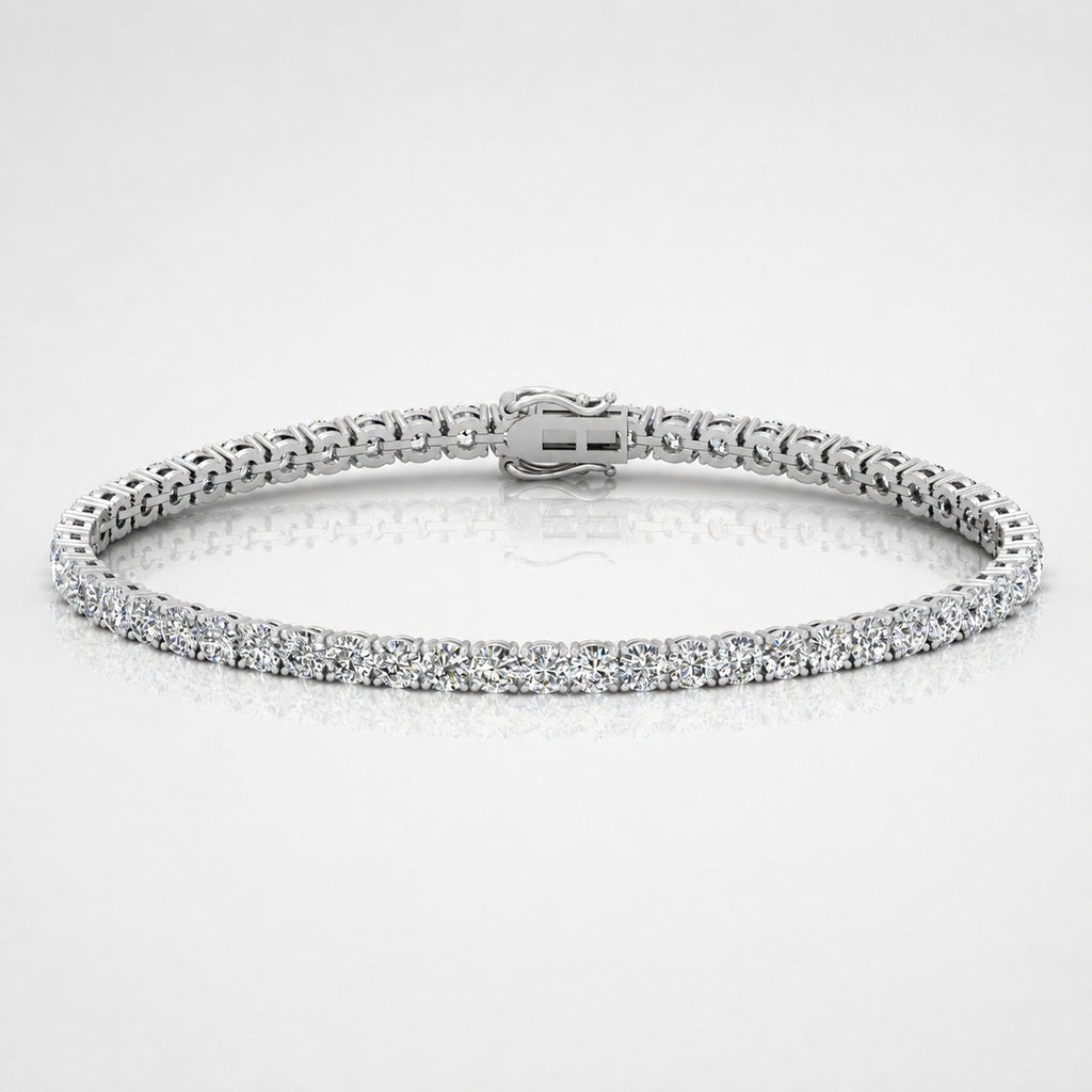 6.00ct Round Diamond Tennis Bracelet - Platinum (Angle View 4)