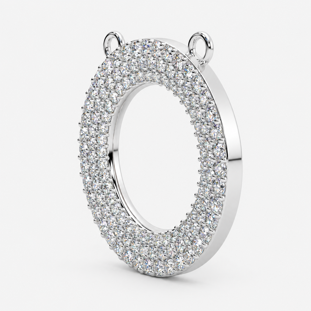 Round Natural Diamond Open Circle Necklace