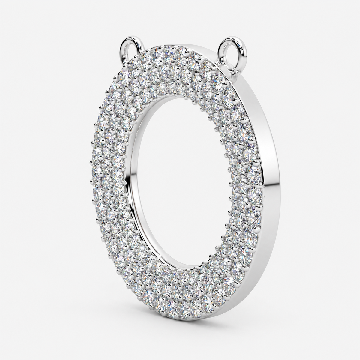 Round Natural Diamond Open Circle Necklace