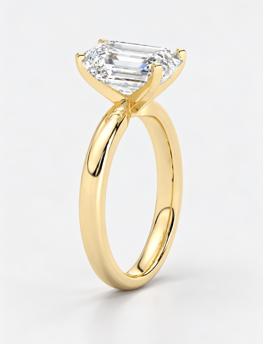 Emerald Diamond Engagement Ring 18k Yellow Gold Labgrown 3 Ct Solitaire