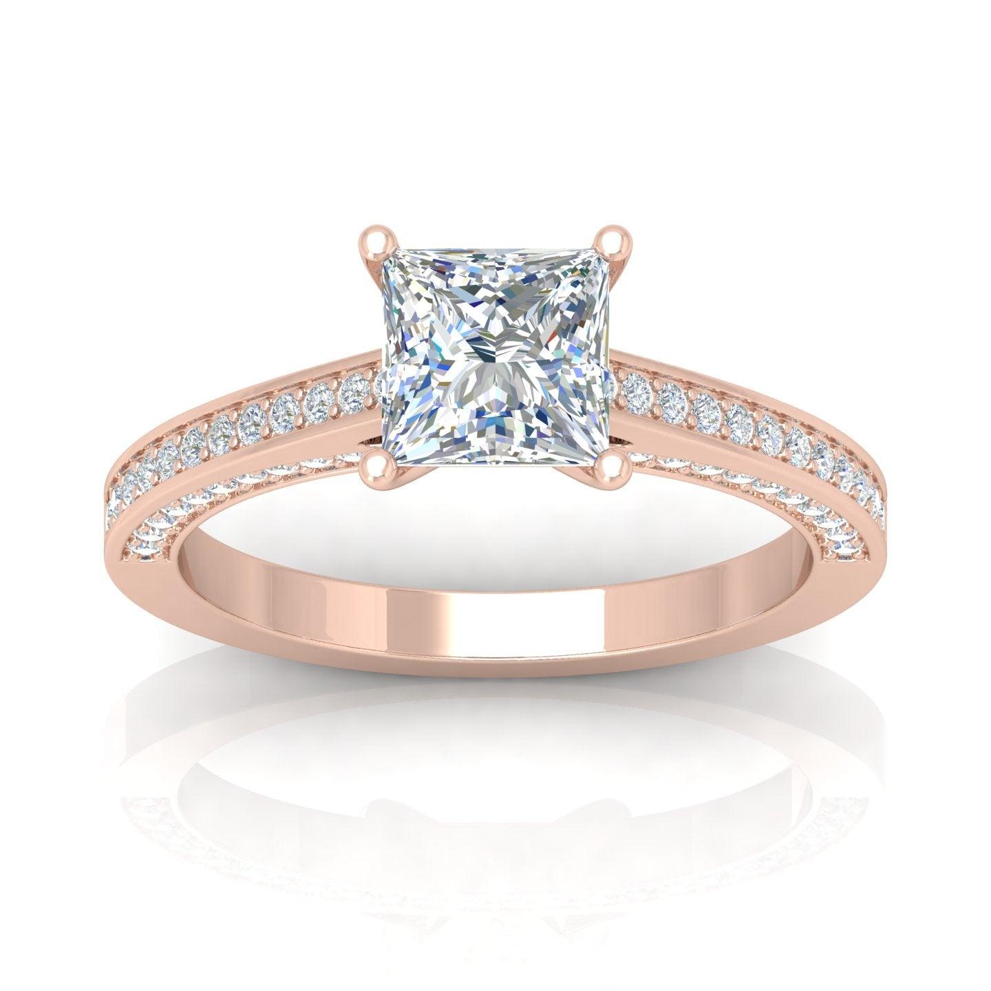 Certified Princess Diamond Engagement Ring 2.00Carat E/VS