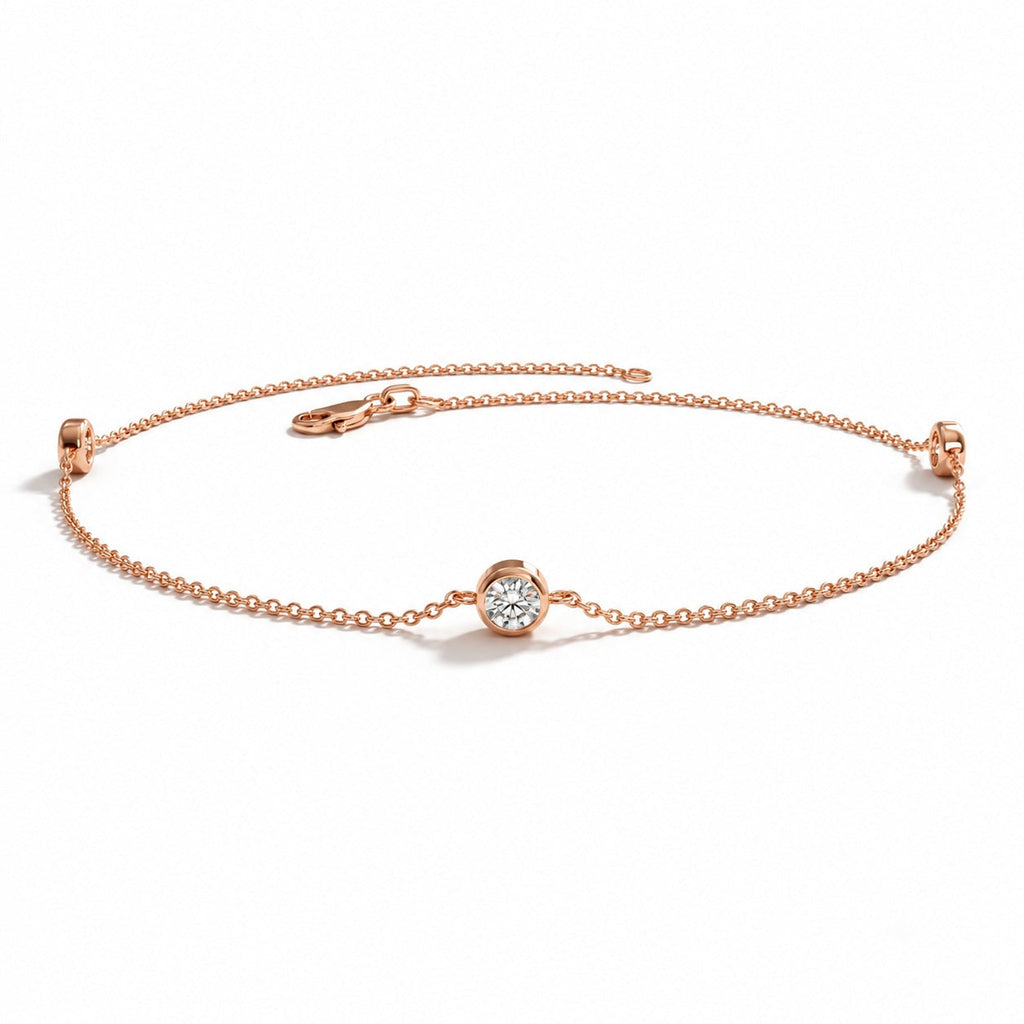 Round Diamond Tennis Bracelet - 18k Gold (Angle View 7)