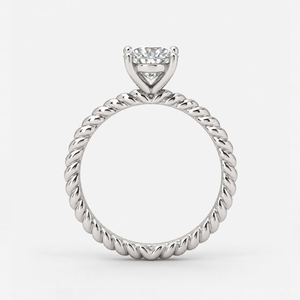 IGI Certified Oval Diamond 2.00Ct Cable Solitaire Engagement Ring in Gold & Platinum