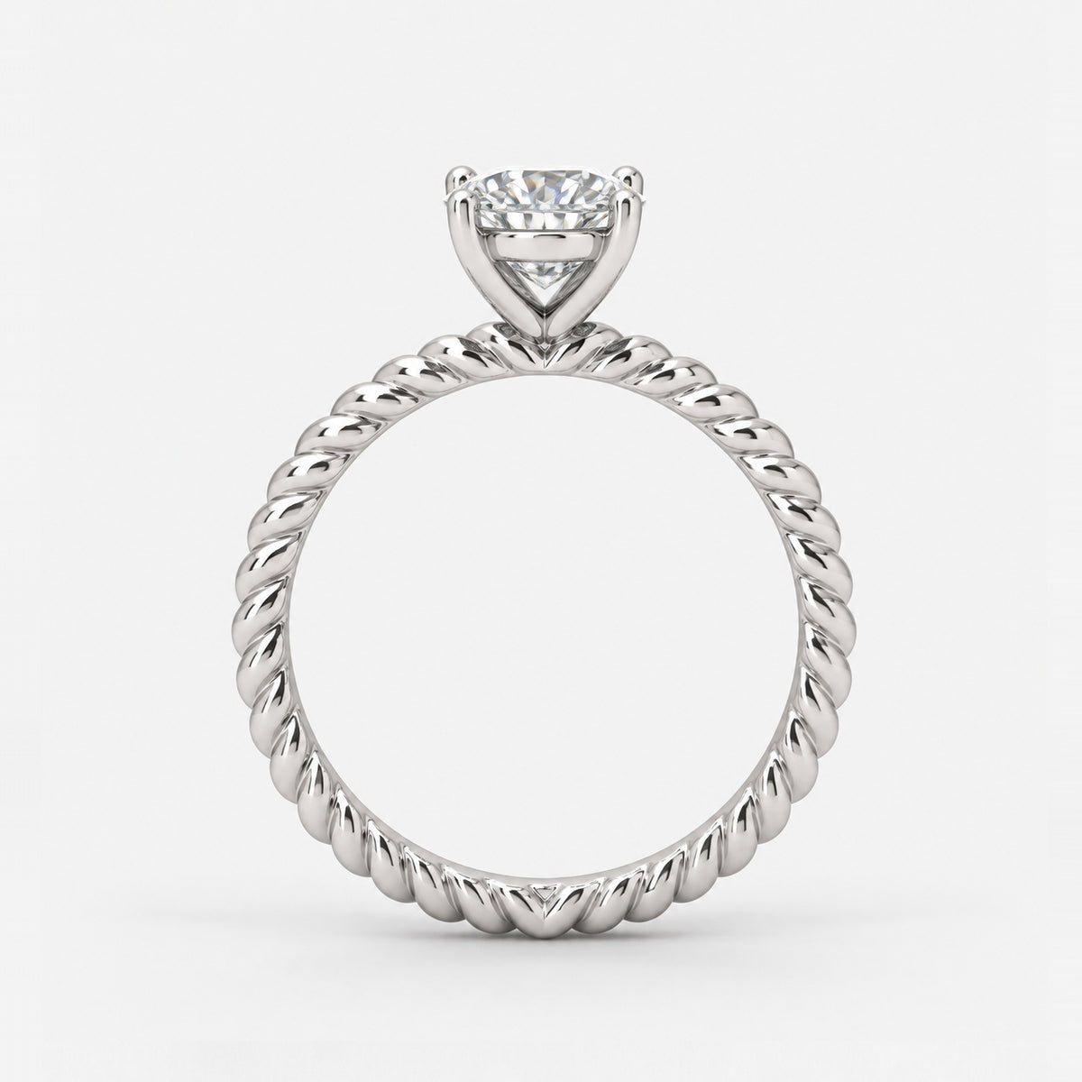 IGI Certified Oval Diamond 2.00Ct Cable Solitaire Engagement Ring in Gold & Platinum