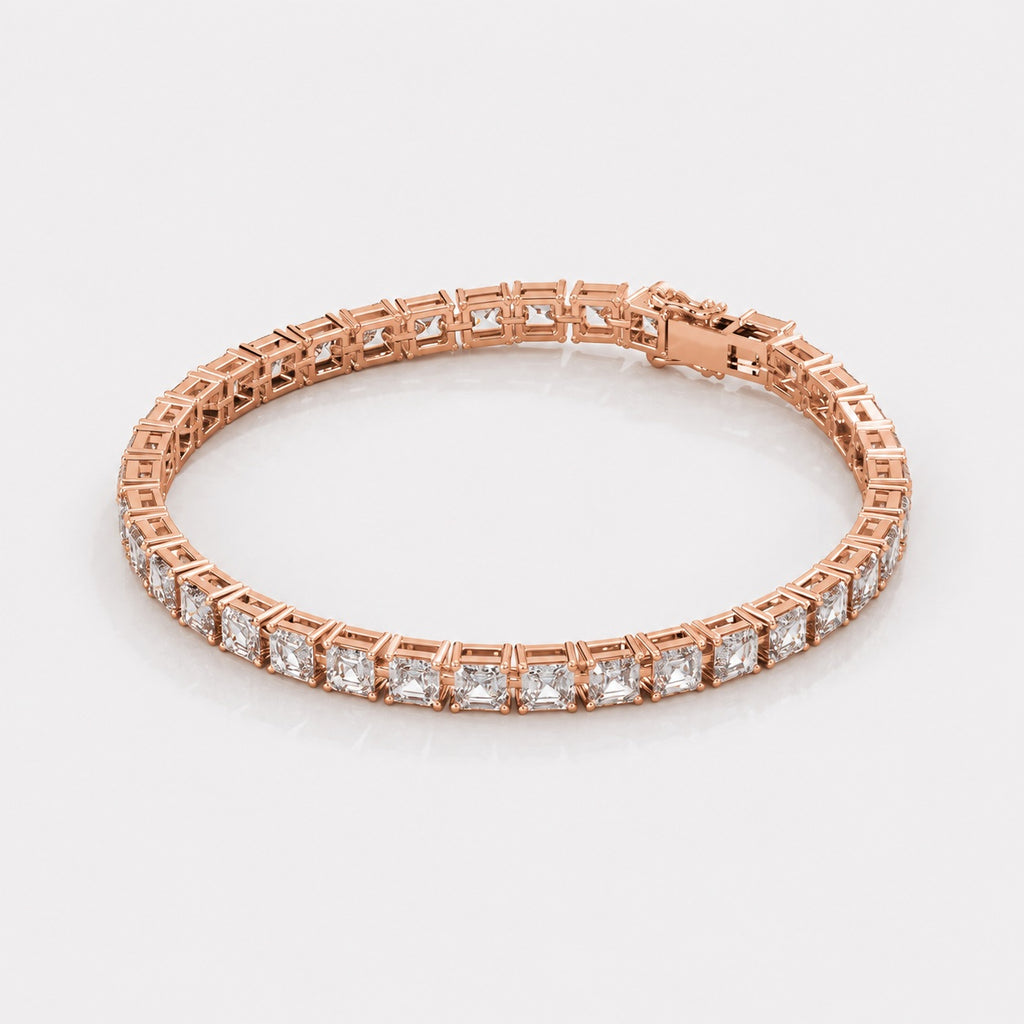 Asscher Lab-Grown Diamond Tennis Bracelet in Gold & Platinum (30ct)