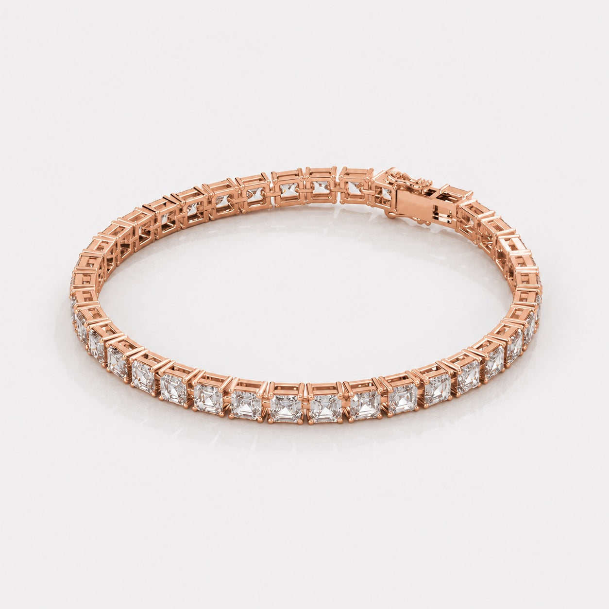 Asscher Lab-Grown Diamond Tennis Bracelet in Gold & Platinum (30ct)