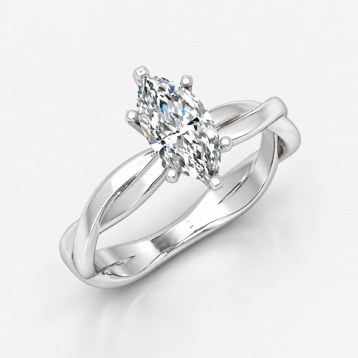 Twisted Solitaire Engagement Ring Marquise Diamond 2.00Ct IGI Certified in Gold & Platinum