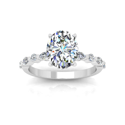 IGI Certified 2.50Ct E/VS Oval With Side Diamond Engagement Ring In Platinum (950)