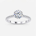 IGI Certified Lab Grown Round Diamond Prong & Pavé Side-Stone Engagement Ring in Gold & Platinum - 1-5ct