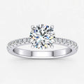 IGI Certified Lab Grown Classic Round Brilliant Solitaire Diamond Engagement Ring with Pavé Band in Gold & Platinum - 1-5ct