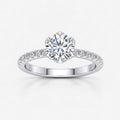 IGI Certified Lab Grown Round Brilliant Cut Solitaire Diamond Engagement Ring with Pavé Accents in Gold & Platinum – 1–5Ct