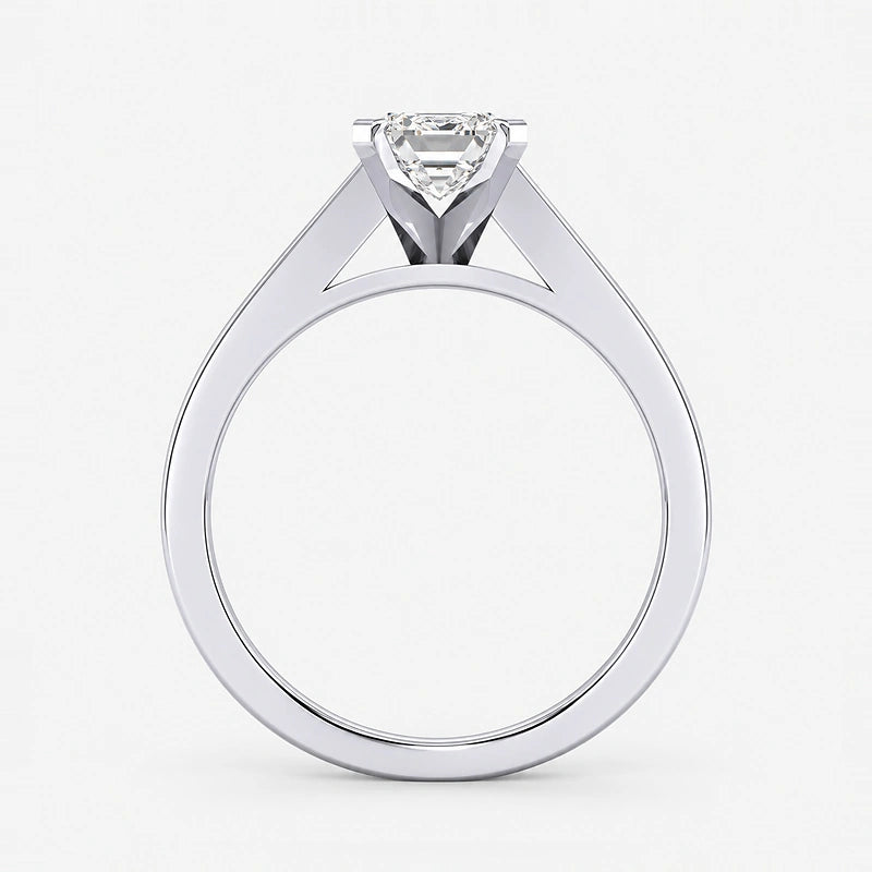 IGI Certified Lab Grown Emerald Cut & Round Diamond Claw & Channel Set Engagement Ring in Gold & Platinum – 1–4Ct