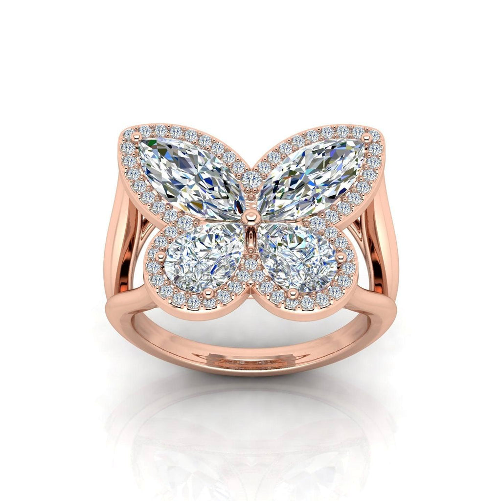 D/VS 4.00 Carat Butterfly Design Vintage Look Engagement Ring - amadadiamonds