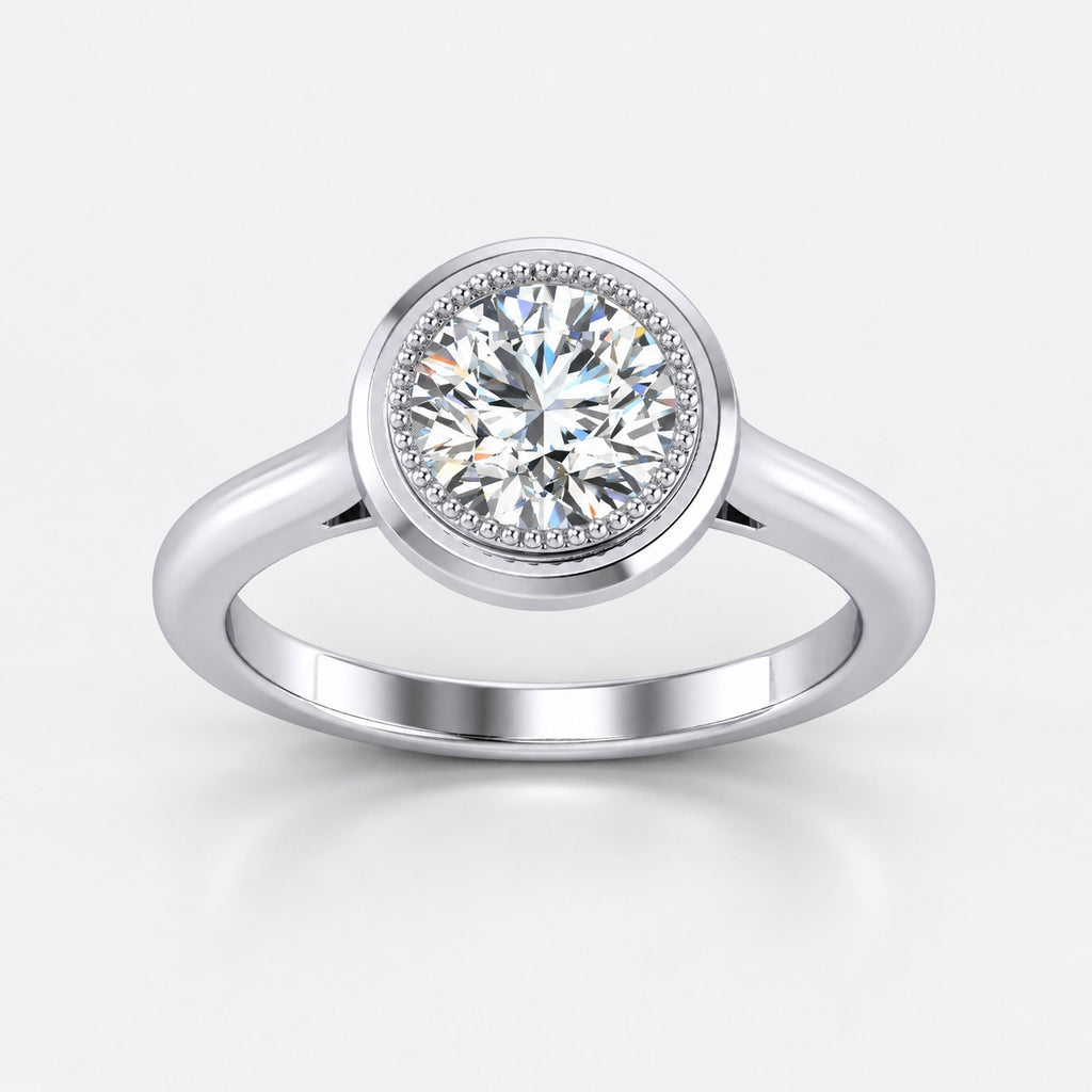 IGI Certified 2.00Ct Classic Milgrain Set Solitaire Engagement Ring in Gold & Platinum