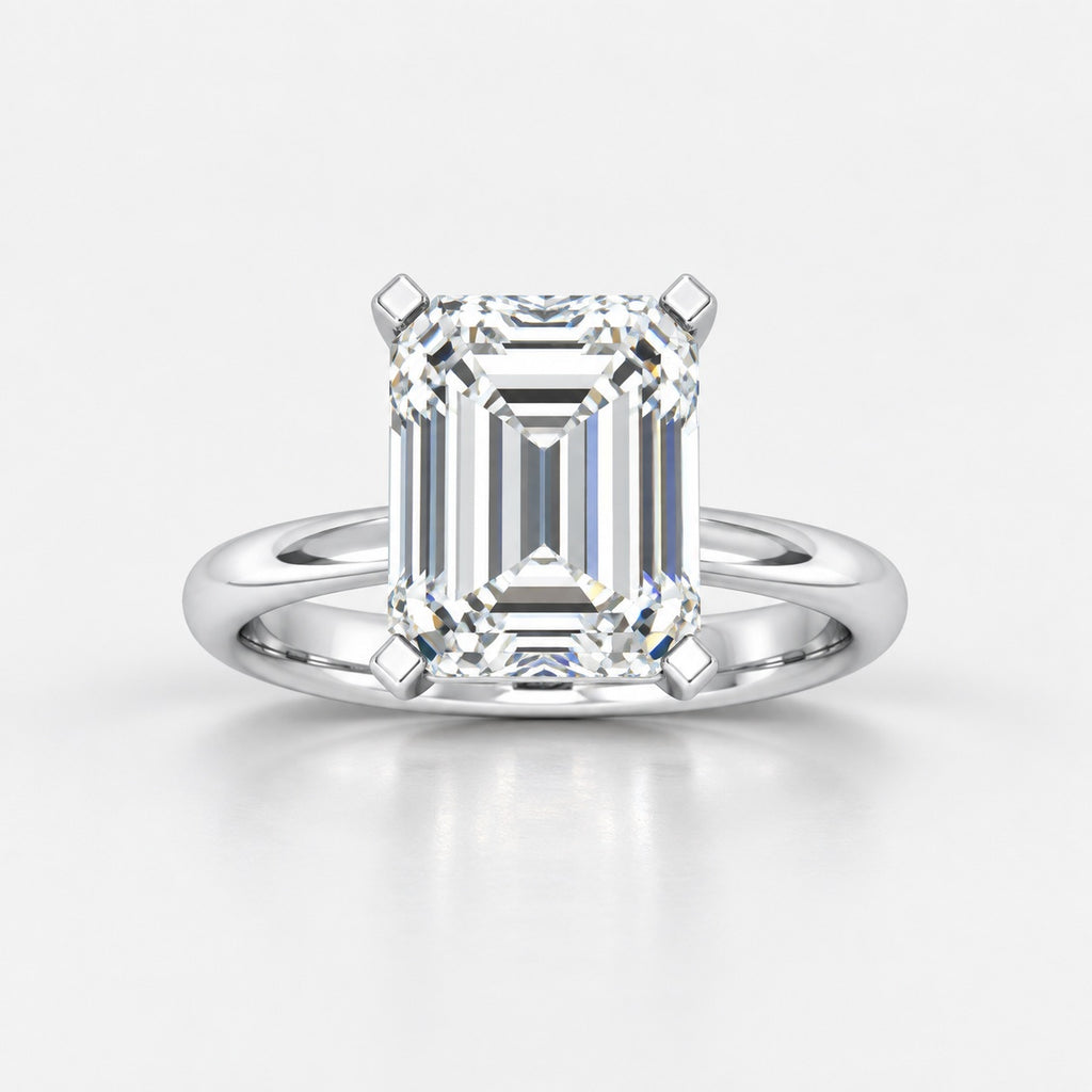 IGI Certified Classic Solitaire Emerald Diamond Engagement Ring in Gold & Platinum