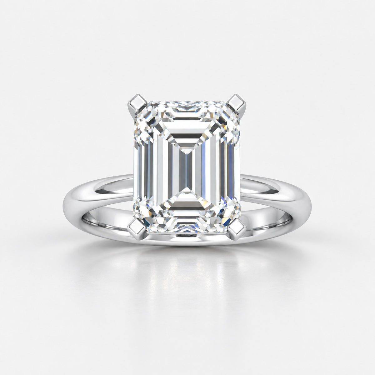 IGI Certified Classic Solitaire Emerald Diamond Engagement Ring in Gold & Platinum