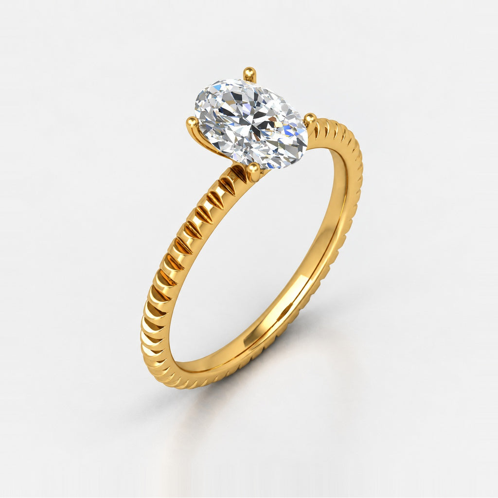 IGI Certified Oval Diamond 2.00Ct Cable Solitaire Engagement Ring in Gold & Platinum