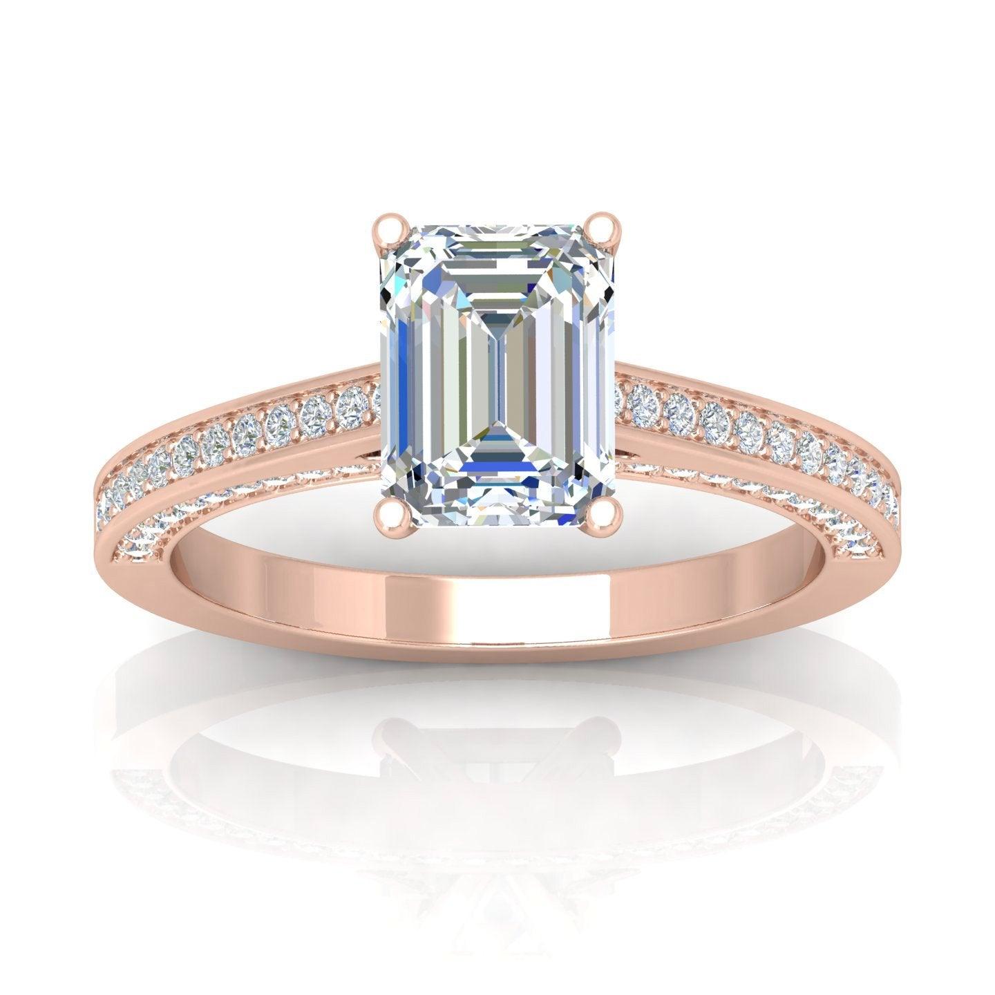 Certified Emerald Diamond Engagement Ring 2.00Carat