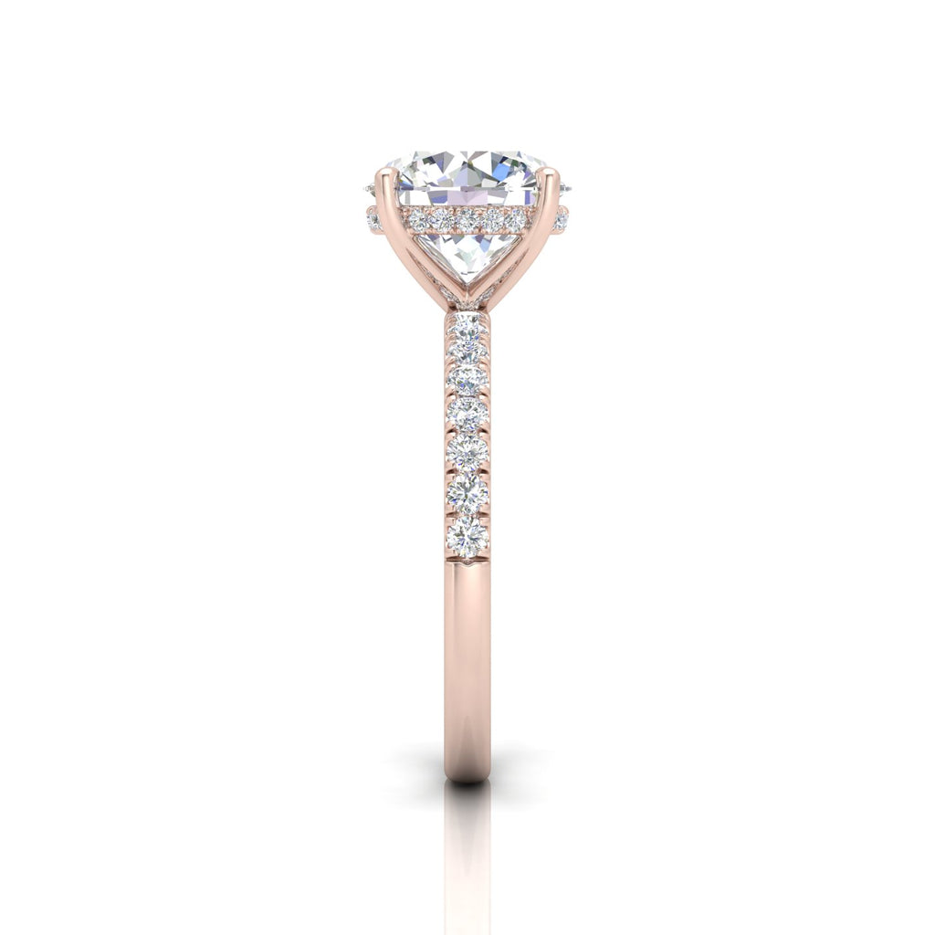 Classic Hidden Halo Pave Set Engagement Ring - Round