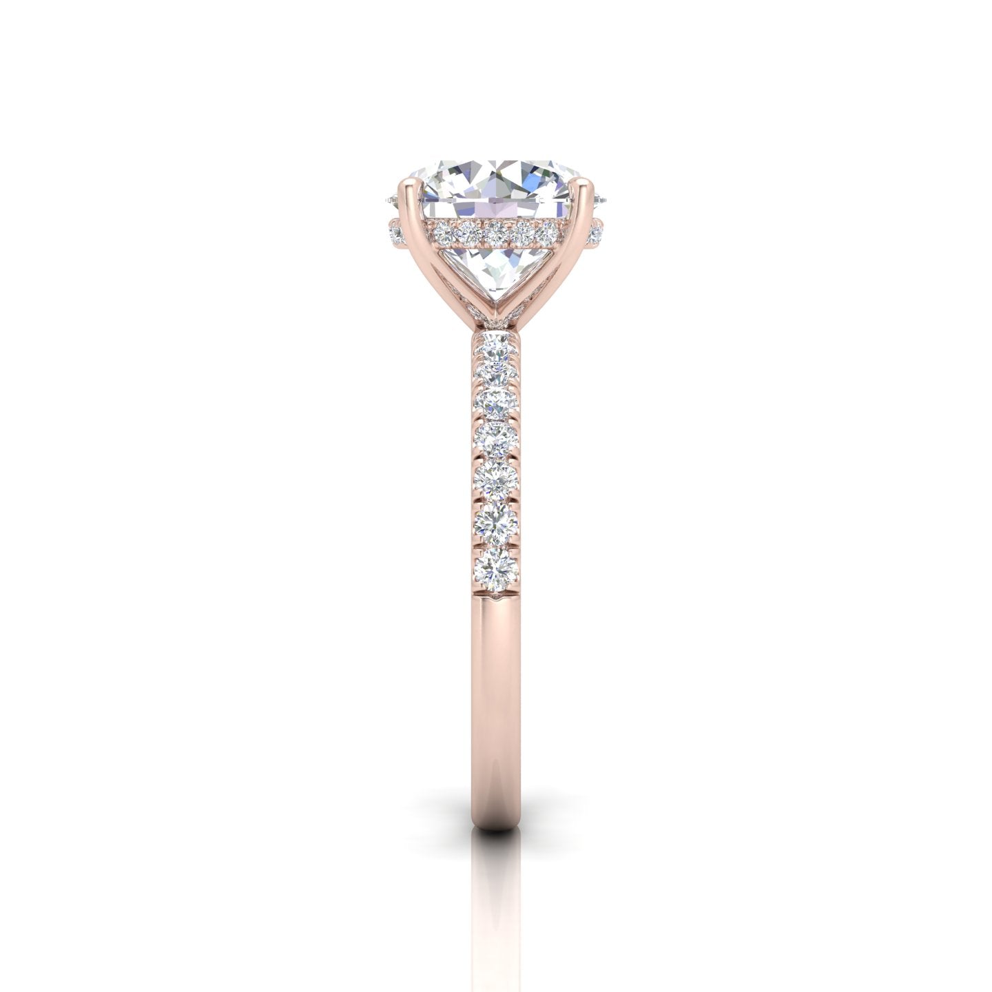 Classic Hidden Halo Pave Set Engagement Ring - Round
