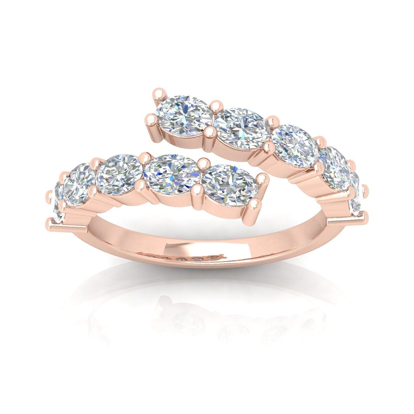 E/VS 2.00 Carat Oval Diamond Half Eternity Designer Ring