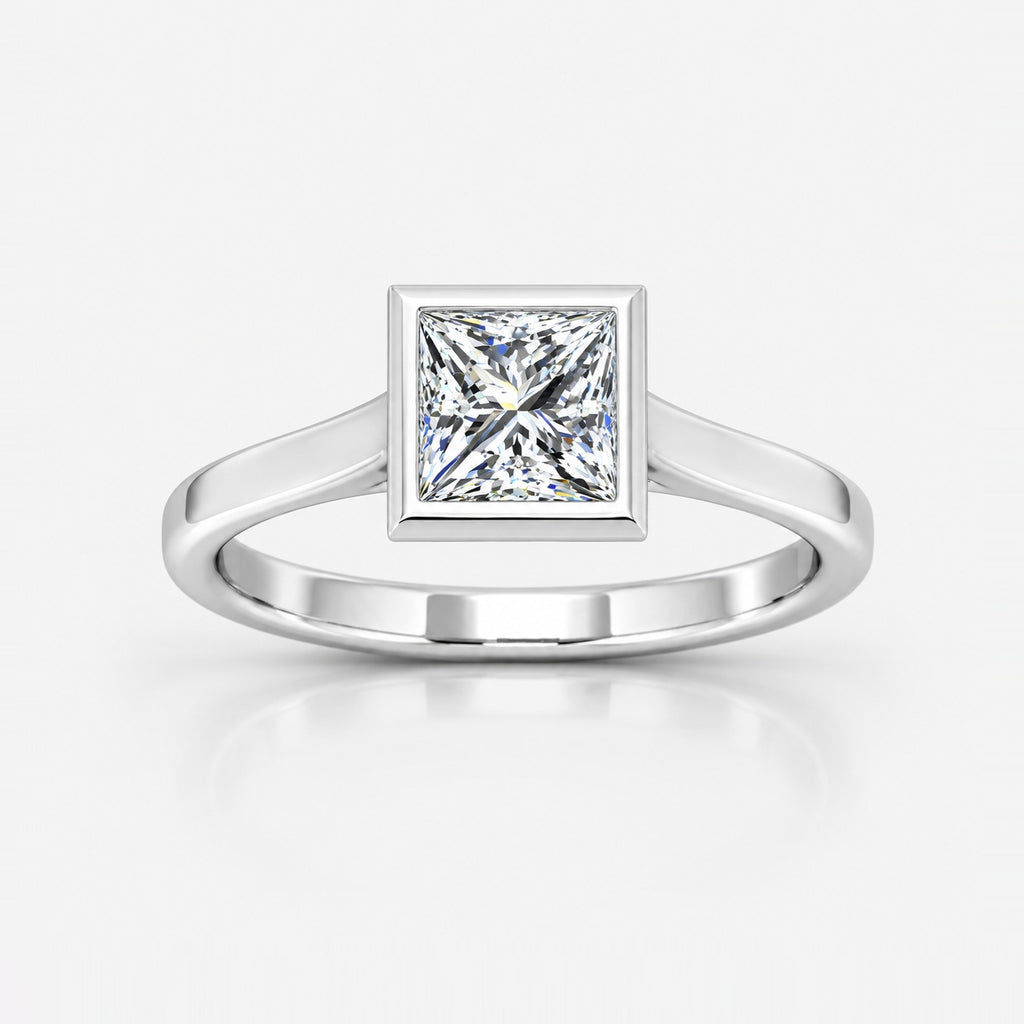 2.00Ct Solitaire Bezel Set Engagement Women's Ring Princess Diamond IGI Certified in Gold & Platinum