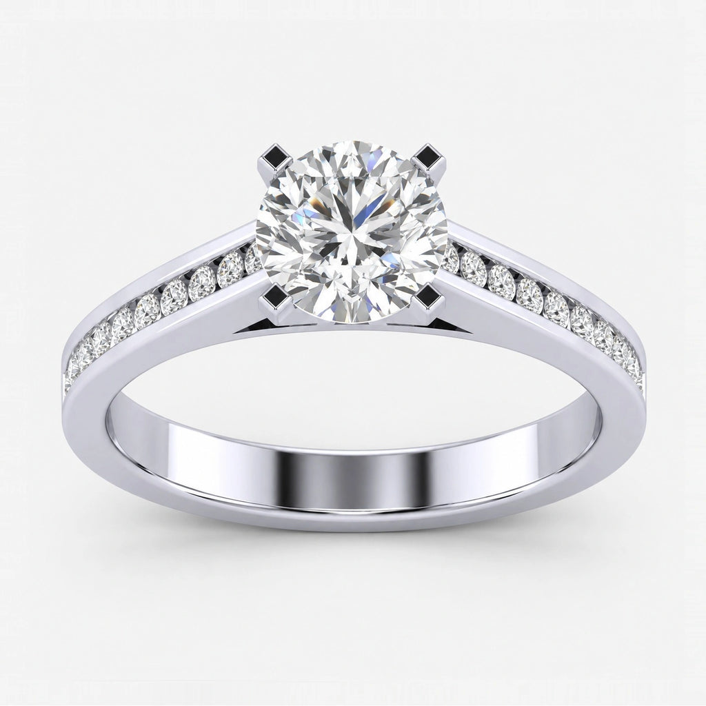 IGI Certified Lab Grown Channel Set Round Diamond Engagement Ring in Gold & Platinum – 1–5Ct