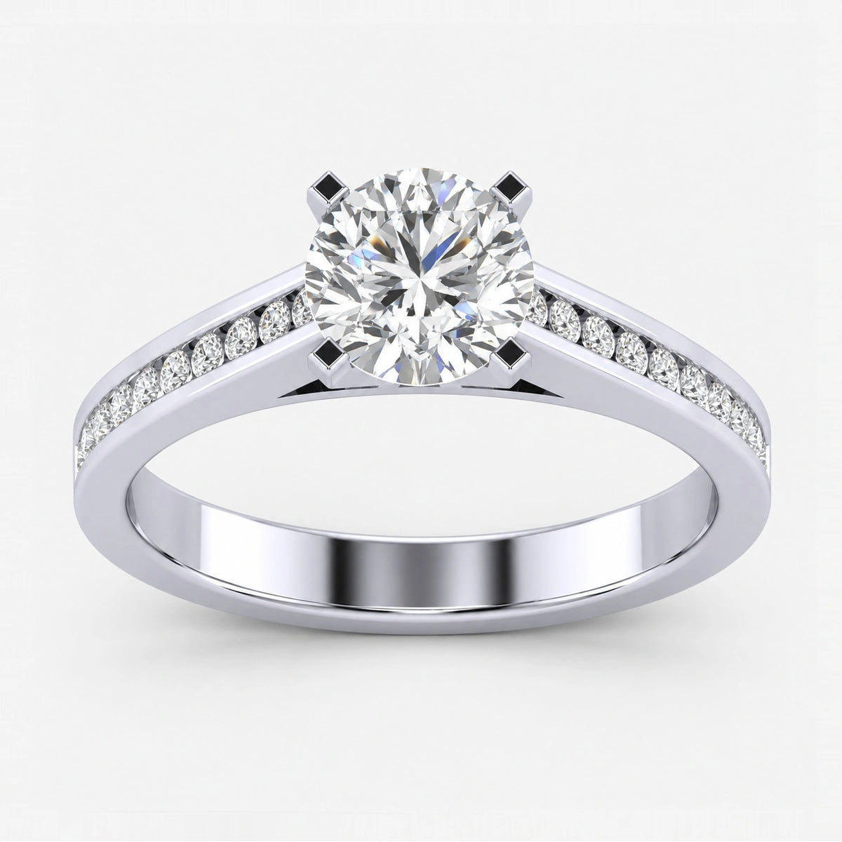 IGI Certified Lab Grown Channel Set Round Diamond Engagement Ring in Gold & Platinum – 1–5Ct
