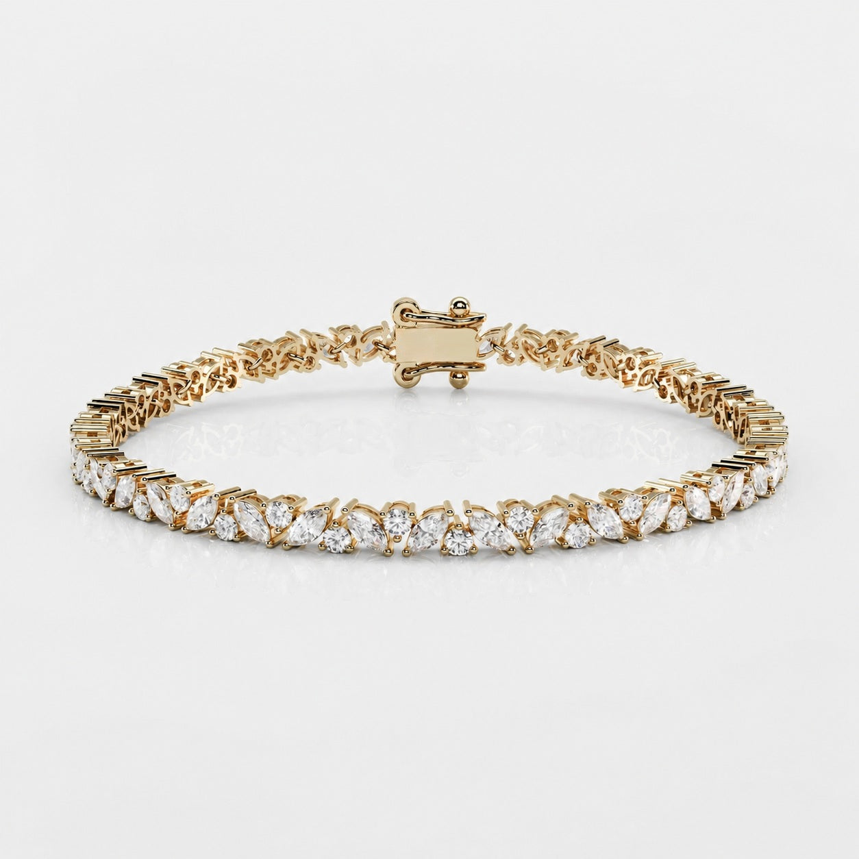 Classic Round and Marquise Diamond Tennis Bracelet 9K 'Gold 10.00Ct