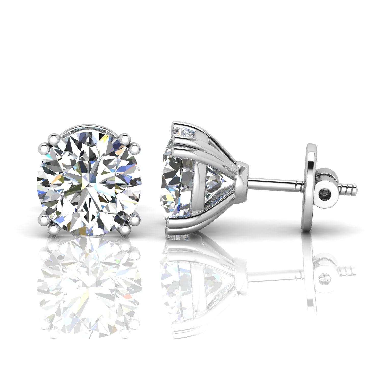 Certified D/VS 2.00Ct Double Prong Round Diamond Stud Earrings in 18k Gold / Platinum