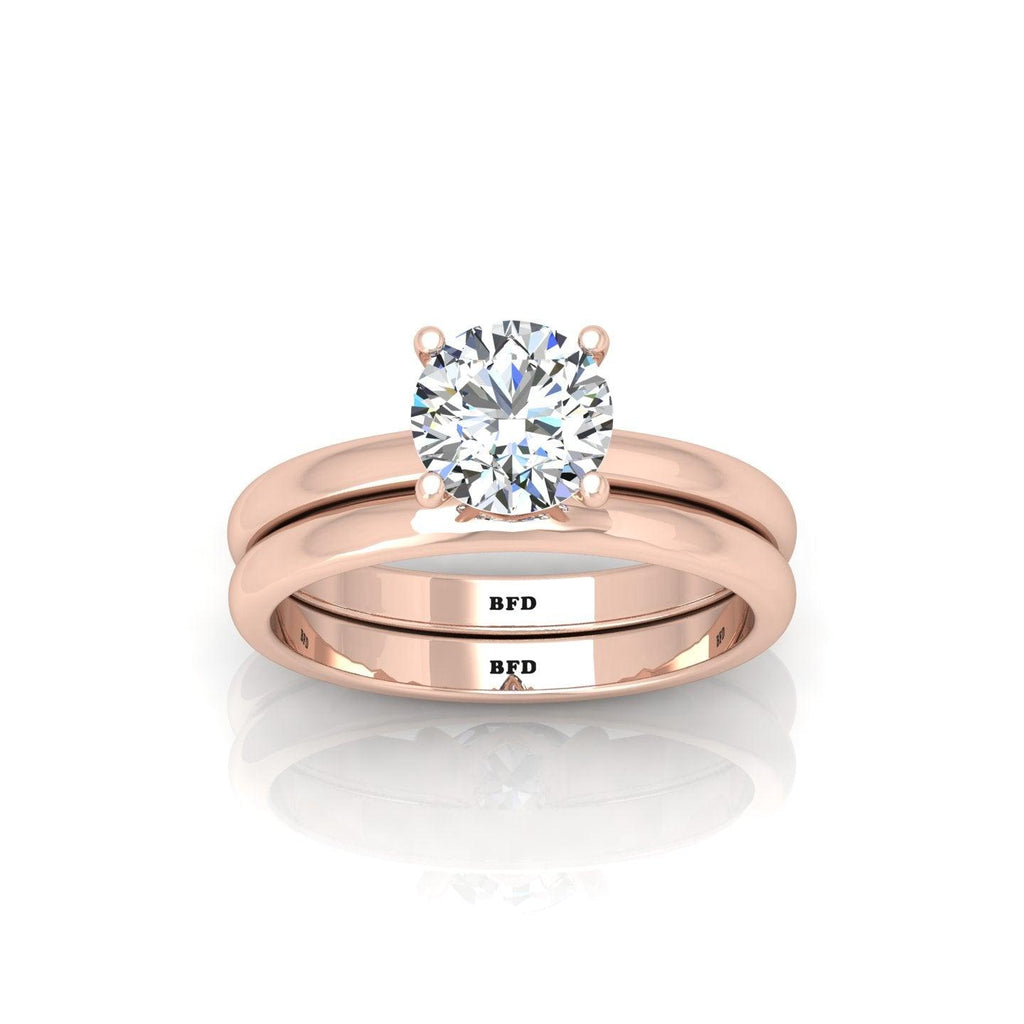 Certified Round Diamond Solitaire Bridal Set Ring 1.00Carat E/VS